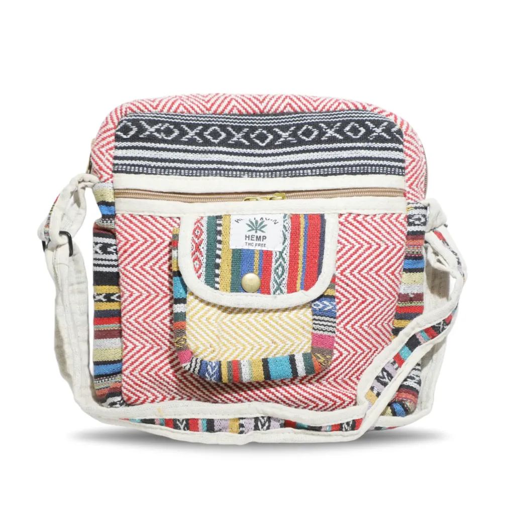 Himalayan Patchwork Chevron Hemp Sling Bag