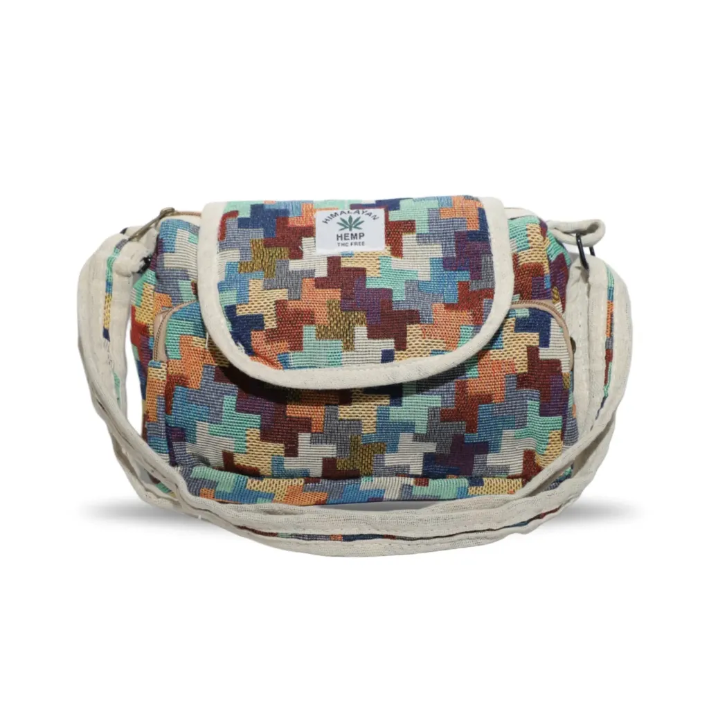 Himalayan Mosaic Hemp Flap Sling Bag